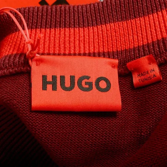 Hugo Boss Swart Men's Burgundy Crewneck Pullover Sweater US M IT 50